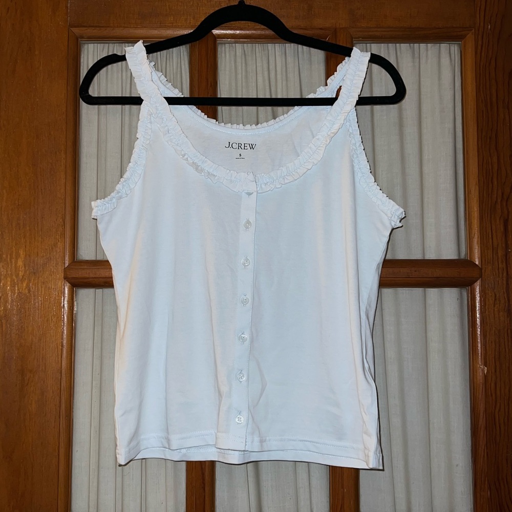J. Crew Women's Light Blue Ruffle Tank Top - Picture 2 of 3